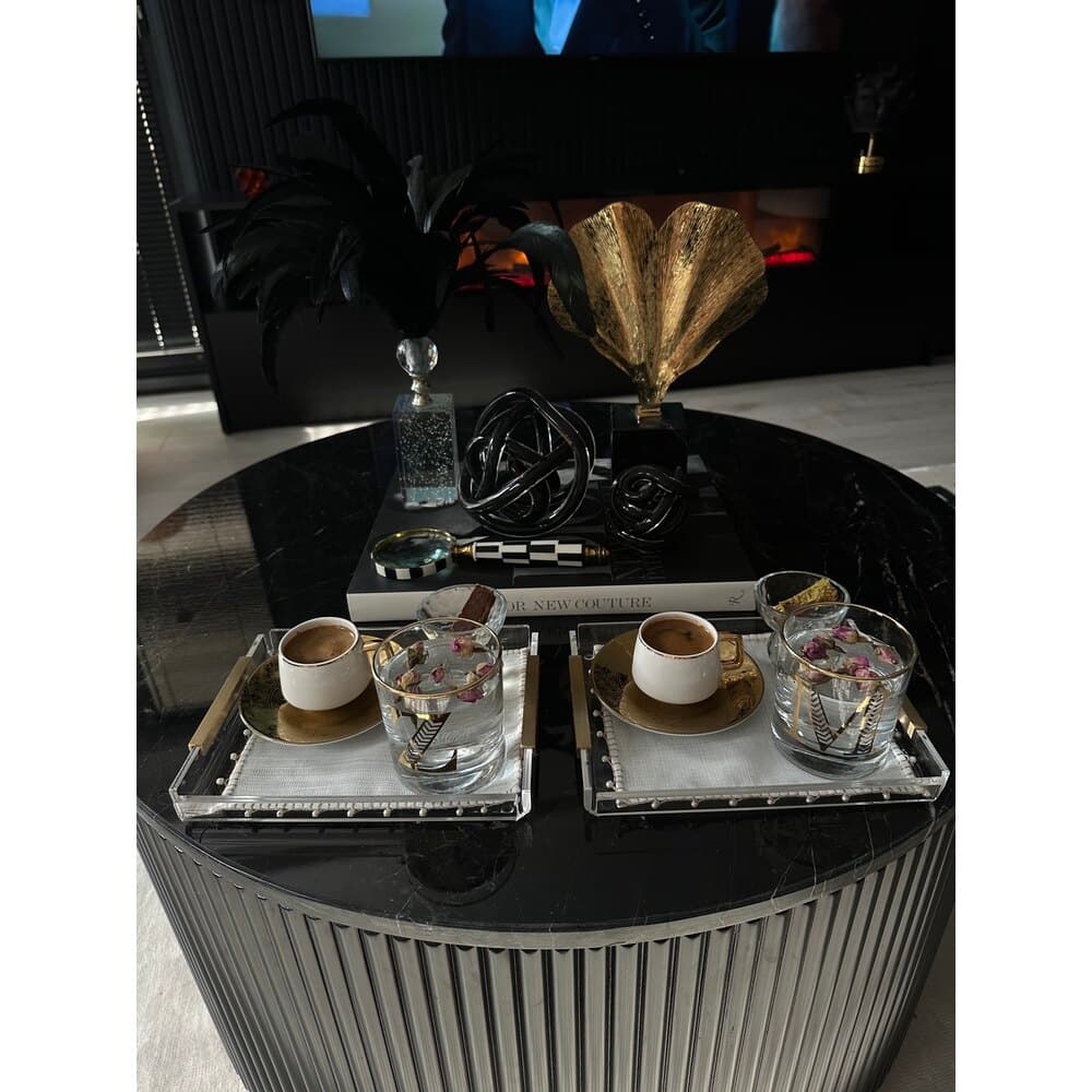 Pirinç Detaylı Küçük Boy Tepsi