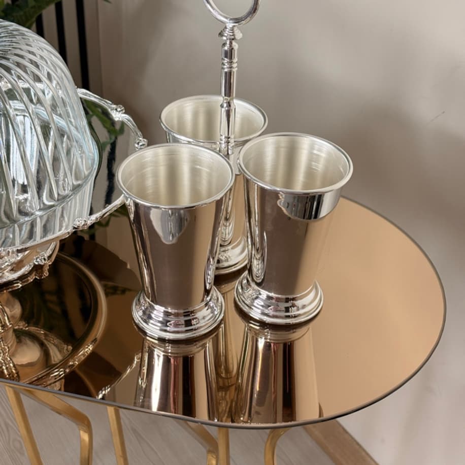 Üçlü Pirinç Gümüş Kaplama Kaşıklık