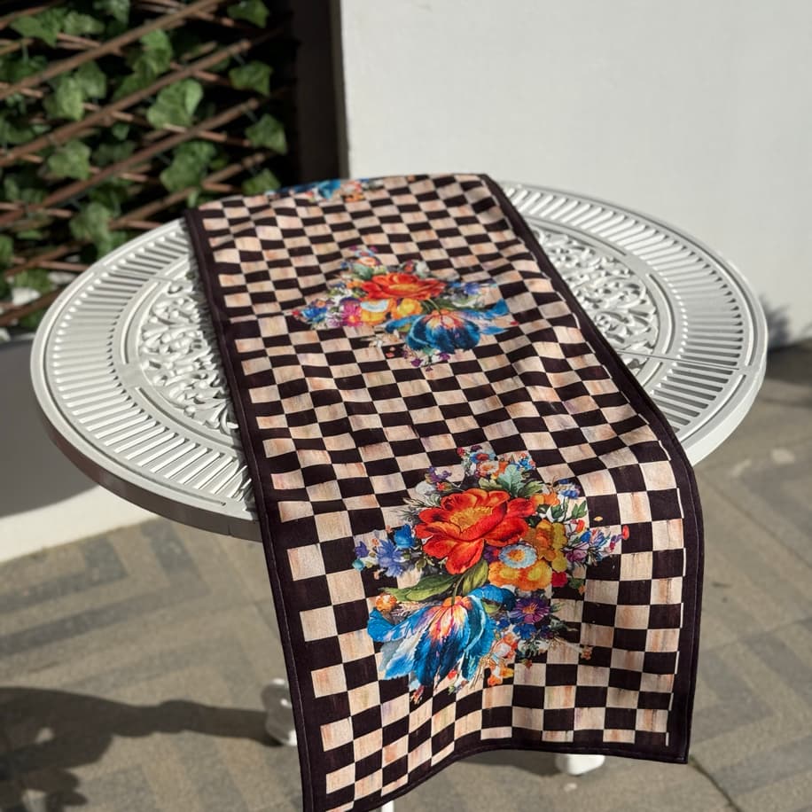 Damalı Çiçekli Runner