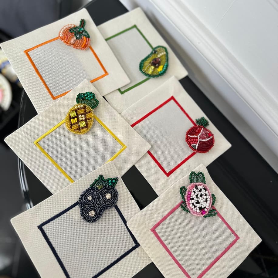 Keten Meyveli Boncuk İşleme 6’lı Peçete