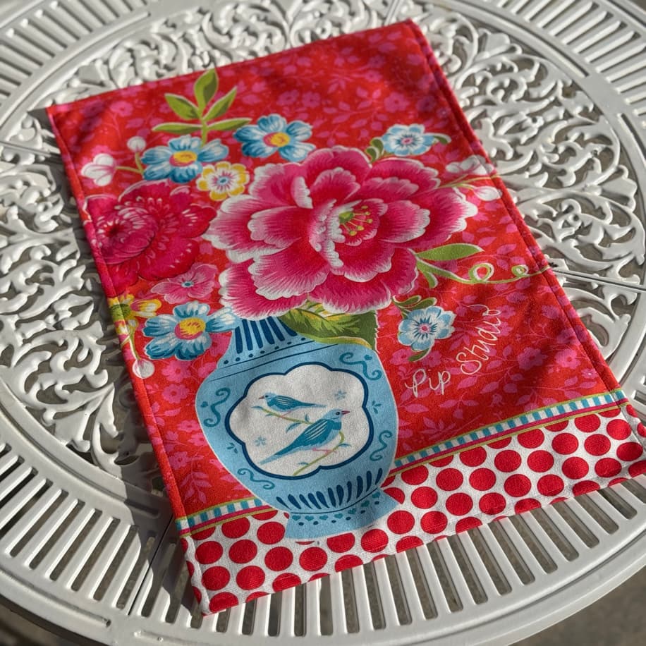 Pembe Çiçekli Pip Fırın Örtüsü